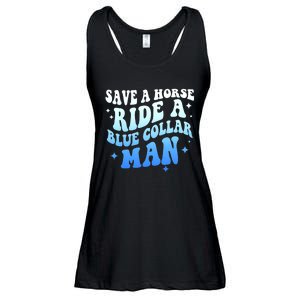 Save A Horse Ride A Blue Collar Man Ladies Essential Flowy Tank