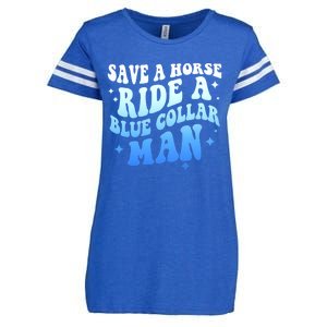 Save A Horse Ride A Blue Collar Man Enza Ladies Jersey Football T-Shirt