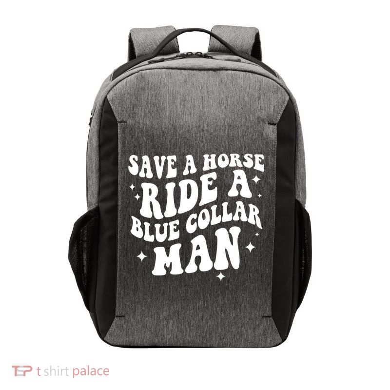 Save A Horse Ride A Blue Collar Man Vector Backpack