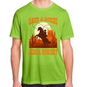 Save A Horse Ride Cow Horse Riding Roping Design Gift Adult ChromaSoft Performance T-Shirt