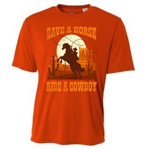 Save A Horse Ride Cow Horse Riding Roping Design Gift Cooling Performance Crew T-Shirt