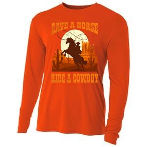 Save A Horse Ride Cow Horse Riding Roping Design Gift Cooling Performance Long Sleeve Crew