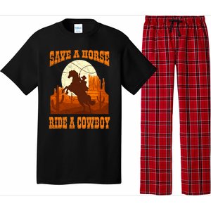 Save A Horse Ride Cow Horse Riding Roping Design Gift Pajama Set