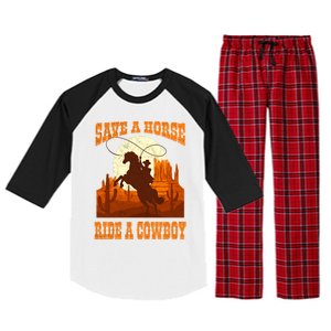 Save A Horse Ride Cow Horse Riding Roping Design Gift Raglan Sleeve Pajama Set