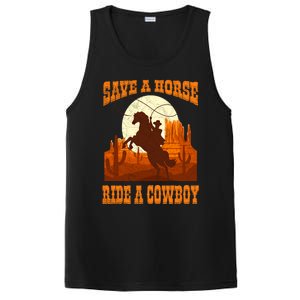 Save A Horse Ride Cow Horse Riding Roping Design Gift PosiCharge Competitor Tank