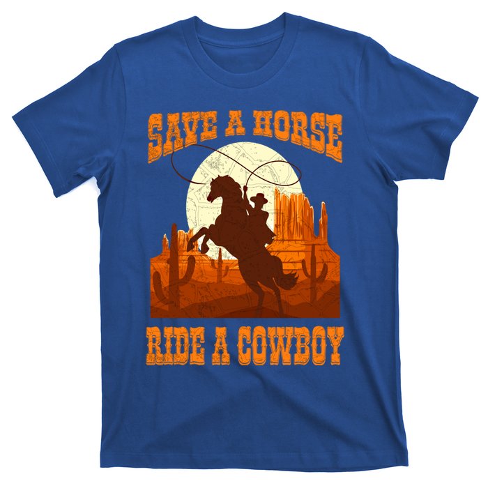 Save A Horse Ride Cow Horse Riding Roping Design Gift T-Shirt