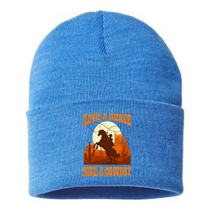 Save A Horse Ride Cow Horse Riding Roping Design Gift Sustainable Knit Beanie