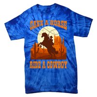 Save A Horse Ride Cow Horse Riding Roping Design Gift Tie-Dye T-Shirt