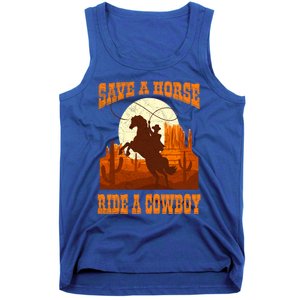 Save A Horse Ride Cow Horse Riding Roping Design Gift Tank Top