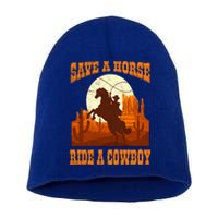 Save A Horse Ride Cow Horse Riding Roping Design Gift Short Acrylic Beanie