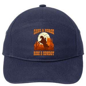 Save A Horse Ride Cow Horse Riding Roping Design Gift 7-Panel Snapback Hat