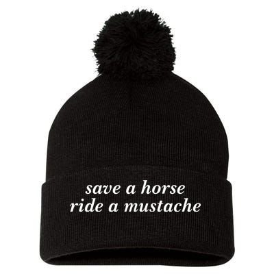 Save A Horse Ride A Mustache Pom Pom 12in Knit Beanie