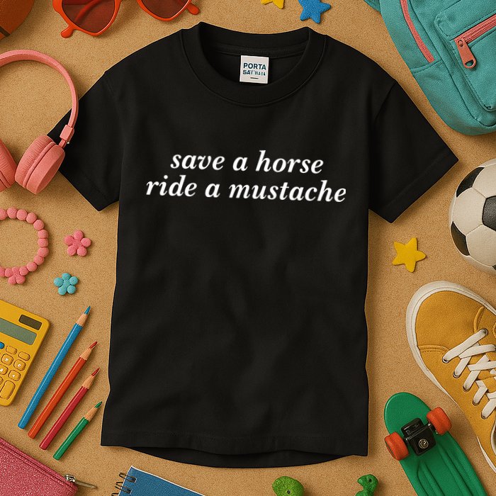Save A Horse Ride A Mustache Kids T-Shirt