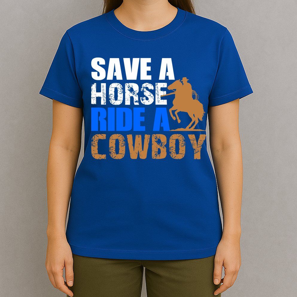 Save A Horse Ride Cow Texas Horse Lover Gift T-Shirt