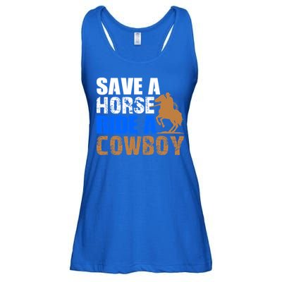 Save A Horse Ride Cow Texas Horse Lover Gift Ladies Essential Flowy Tank