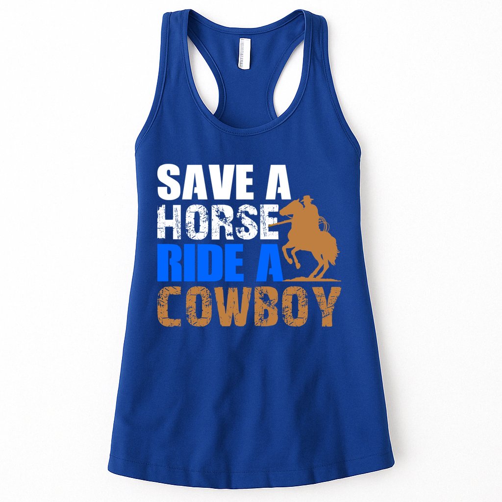Save A Horse Ride Cow Texas Horse Lover Gift Womens Tank Top