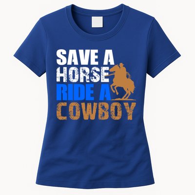 Save A Horse Ride Cow Texas Horse Lover Gift Womens T-Shirt