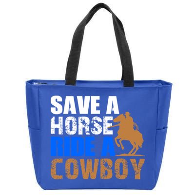 Save A Horse Ride Cow Texas Horse Lover Gift Zip Tote Bag