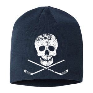 Skull And Hockey Stick Crossbones Hockey Skull Sustainable Beanie