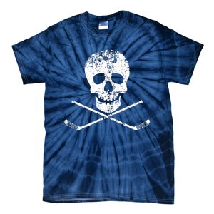 Skull And Hockey Stick Crossbones Hockey Skull Tie-Dye T-Shirt