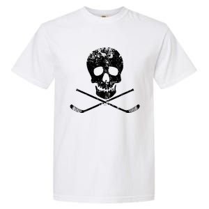 Skull And Hockey Stick Crossbones Hockey Skull Garment-Dyed Heavyweight T-Shirt