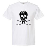 Skull And Hockey Stick Crossbones Hockey Skull Garment-Dyed Heavyweight T-Shirt