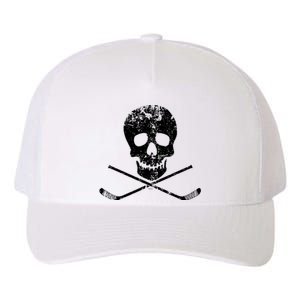 Skull And Hockey Stick Crossbones Hockey Skull Yupoong Adult 5-Panel Trucker Hat