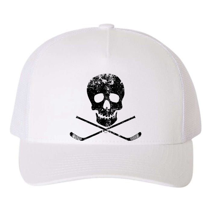 Skull And Hockey Stick Crossbones Hockey Skull Yupoong Adult 5-Panel Trucker Hat