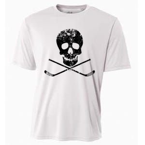 Skull And Hockey Stick Crossbones Hockey Skull Cooling Performance Crew T-Shirt