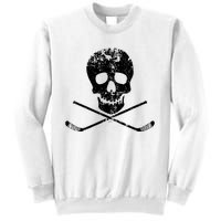 Skull And Hockey Stick Crossbones Hockey Skull Sweatshirt