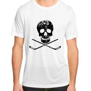 Skull And Hockey Stick Crossbones Hockey Skull Adult ChromaSoft Performance T-Shirt