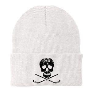 Skull And Hockey Stick Crossbones Hockey Skull Knit Cap Winter Beanie