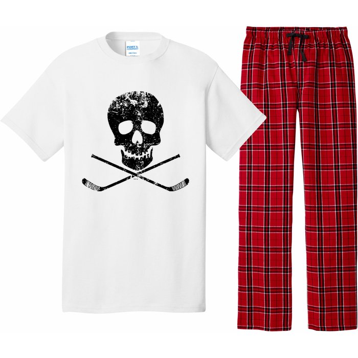 Skull And Hockey Stick Crossbones Hockey Skull Pajama Set