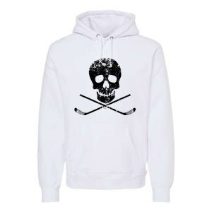 Skull And Hockey Stick Crossbones Hockey Skull Premium Hoodie