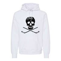 Skull And Hockey Stick Crossbones Hockey Skull Premium Hoodie