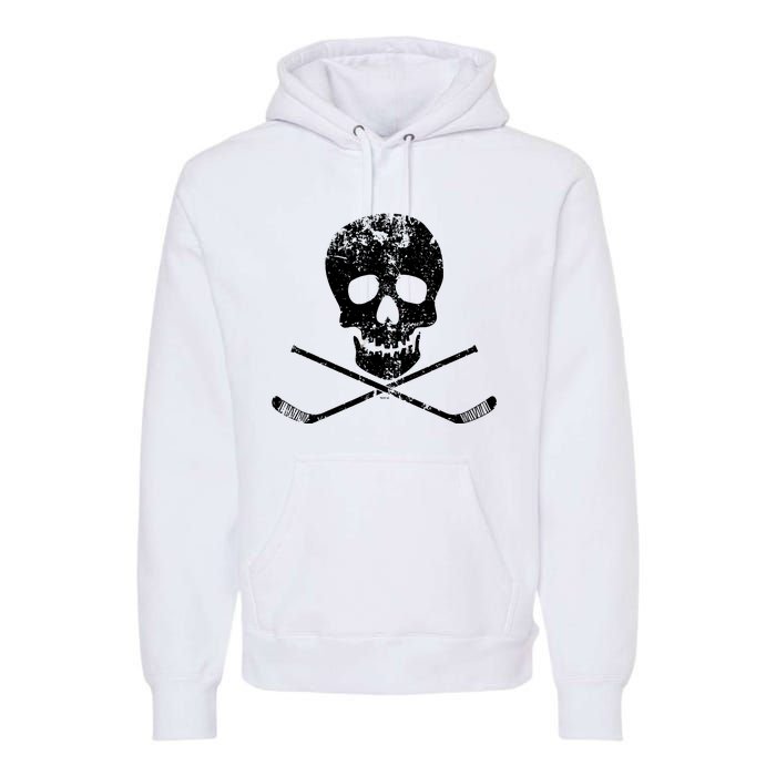 Skull And Hockey Stick Crossbones Hockey Skull Premium Hoodie