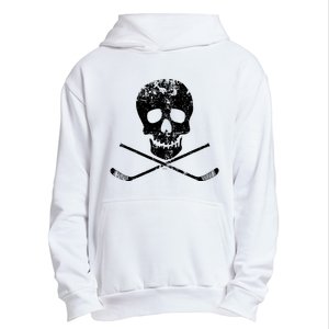 Skull And Hockey Stick Crossbones Hockey Skull Urban Pullover Hoodie