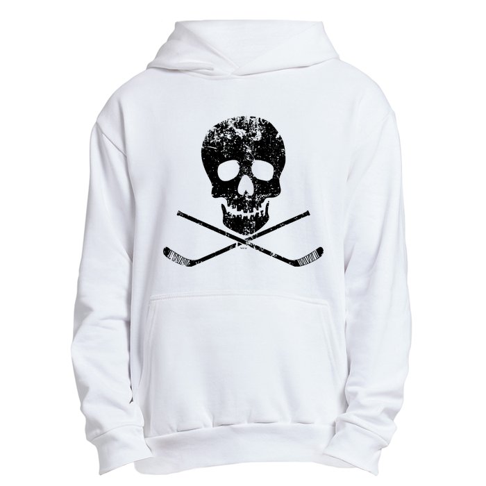 Skull And Hockey Stick Crossbones Hockey Skull Urban Pullover Hoodie