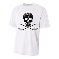 Skull And Hockey Stick Crossbones Hockey Skull Performance Sprint T-Shirt