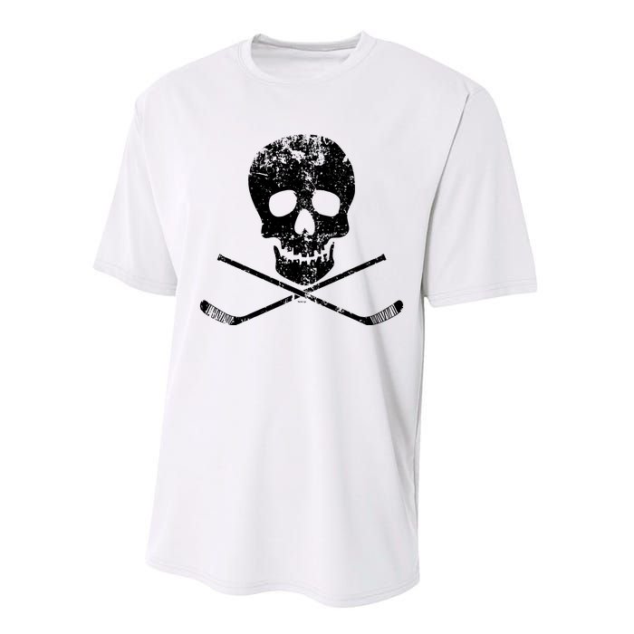 Skull And Hockey Stick Crossbones Hockey Skull Performance Sprint T-Shirt