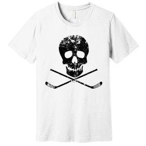 Skull And Hockey Stick Crossbones Hockey Skull Premium T-Shirt