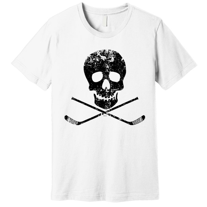 Skull And Hockey Stick Crossbones Hockey Skull Premium T-Shirt