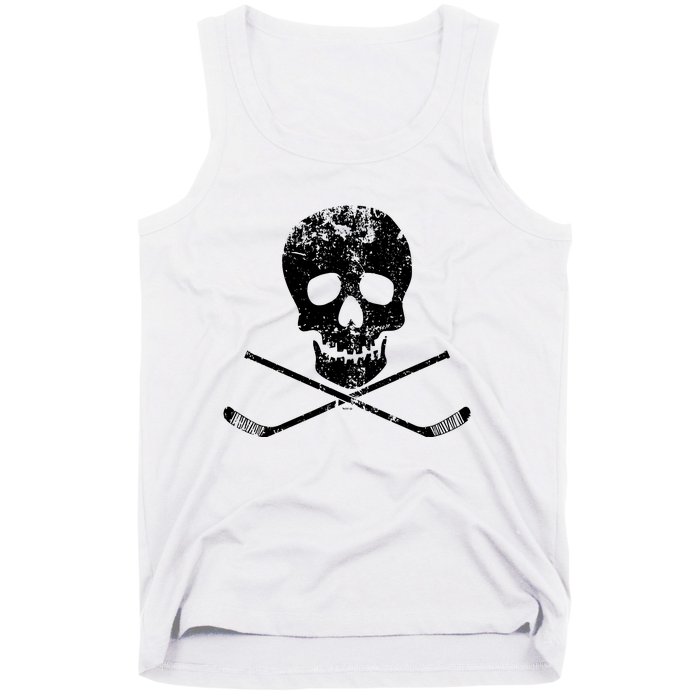 Skull And Hockey Stick Crossbones Hockey Skull Tank Top