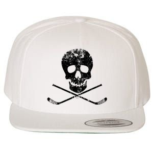 Skull And Hockey Stick Crossbones Hockey Skull Wool Snapback Cap