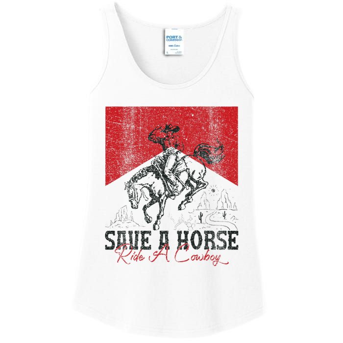 Save A Horse Ride A Cowboy Vintage Country Western Ladies Essential Tank