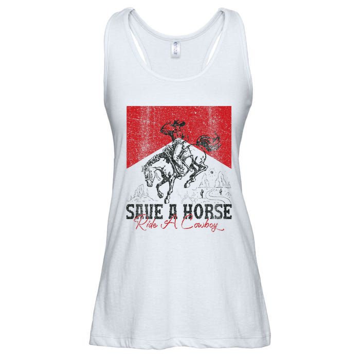 Save A Horse Ride A Cowboy Vintage Country Western Ladies Essential Flowy Tank