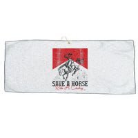 Save A Horse Ride A Cowboy Vintage Country Western Large Microfiber Waffle Golf Towel