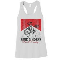 Save A Horse Ride A Cowboy Vintage Country Western Women's Racerback Tank