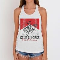 Save A Horse Ride A Cowboy Vintage Country Western Women's Knotted Racerback Tank