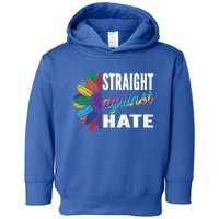 Straight Against Hate Pride Month Lgbtq Support Funny Gift Toddler Hoodie